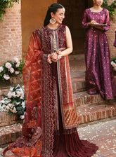 Jhoomro By Nureh Luxury Formals Embroidered Organza 4 Piece Unstitched Suit NU24J NL-71 GEHNA